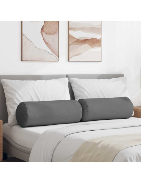 Cuscini a rullo 2 pcs Grigio scuro Ø 25 x 70 cm Tessuto