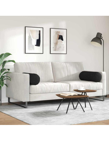 Cuscini a rullo 2 pcs Nero Ø 25 x 70 cm Tessuto