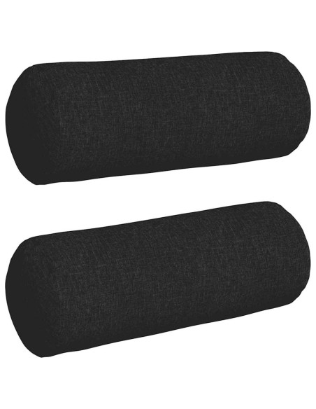 Cuscini a rullo 2 pcs Nero Ø 25 x 70 cm Tessuto