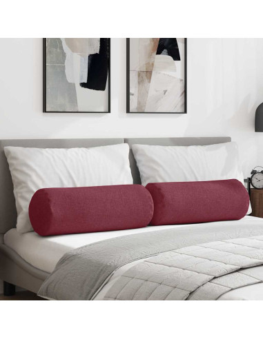 Cuscini a rullo 2 pcs Rosso Vino Ø 25 x 70 cm Tessuto