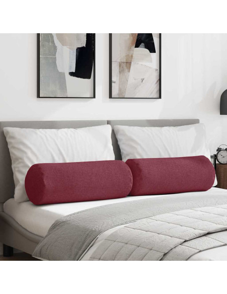 Cuscini a rullo 2 pcs Rosso Vino Ø 25 x 70 cm Tessuto