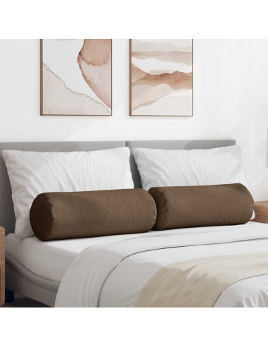 Cuscini a rullo 2 pcs Marrone Ø 25 x 70 cm Tessuto