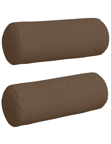 Cuscini a rullo 2 pcs Marrone Ø 25 x 70 cm Tessuto