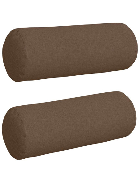 Cuscini a rullo 2 pcs Marrone Ø 25 x 70 cm Tessuto