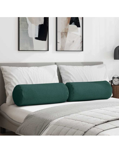 Cuscini a rullo 2 pcs Verde Scuro Ø 25 x 70 cm Tessuto