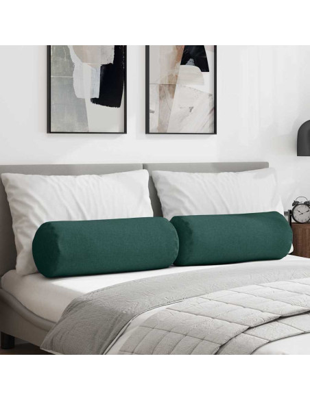 Cuscini a rullo 2 pcs Verde Scuro Ø 25 x 70 cm Tessuto