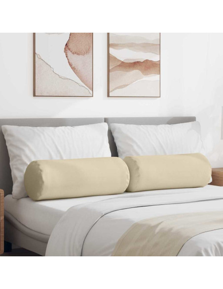 Cuscini a rullo 2 pcs Crema Ø 25 x 70 cm Tessuto