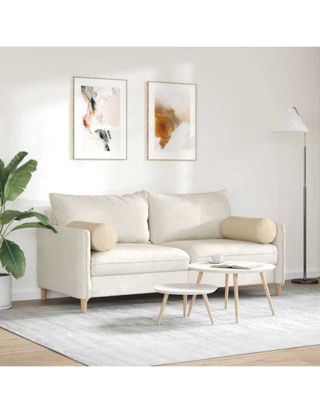 Cuscini a rullo 2 pcs Crema Ø 25 x 70 cm Tessuto