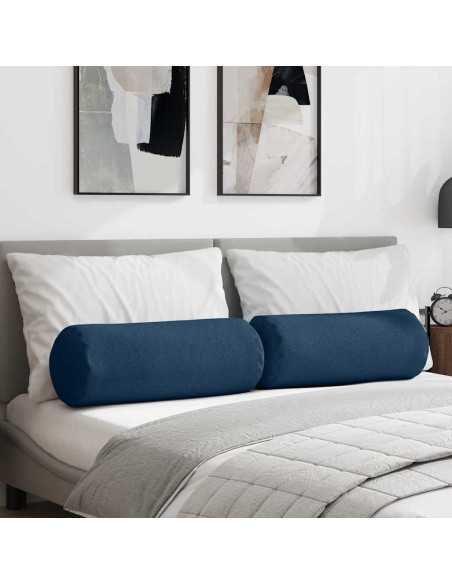 Cuscini a rullo 2 pcs Blu Ø 25 x 70 cm Tessuto