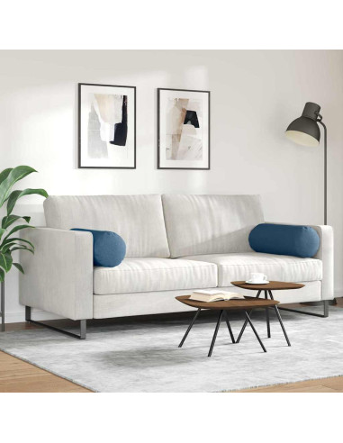 Cuscini a rullo 2 pcs Blu Ø 25 x 70 cm Tessuto