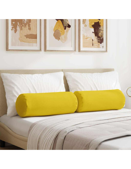Cuscini a rullo 2 pcs Giallo Chiaro Ø 25 x 70 cm Tessuto