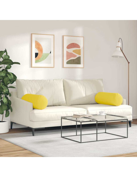 Cuscini a rullo 2 pcs Giallo Chiaro Ø 25 x 70 cm Tessuto