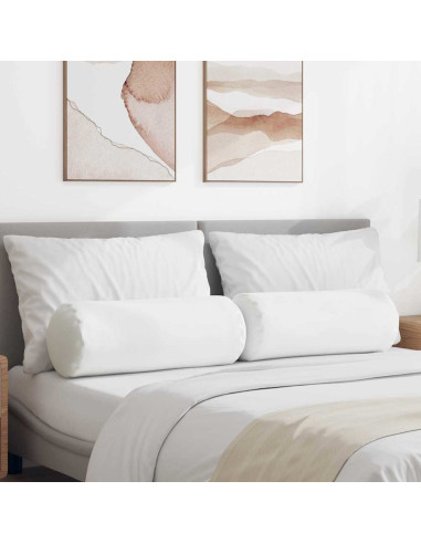 Cuscini a rullo 2 pcs Bianco Ø 25 x 70 cm Tessuto