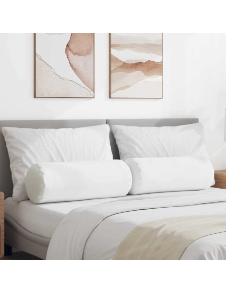 Cuscini a rullo 2 pcs Bianco Ø 25 x 70 cm Tessuto