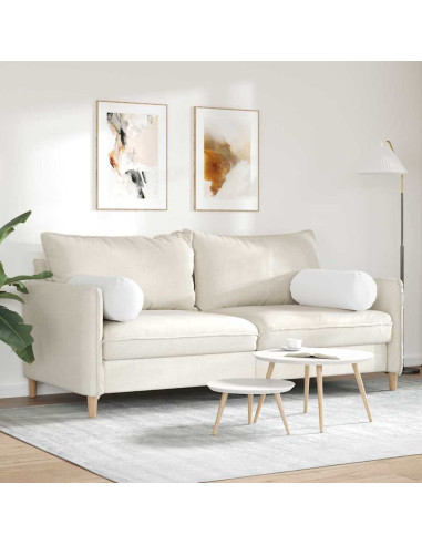 Cuscini a rullo 2 pcs Bianco Ø 25 x 70 cm Tessuto