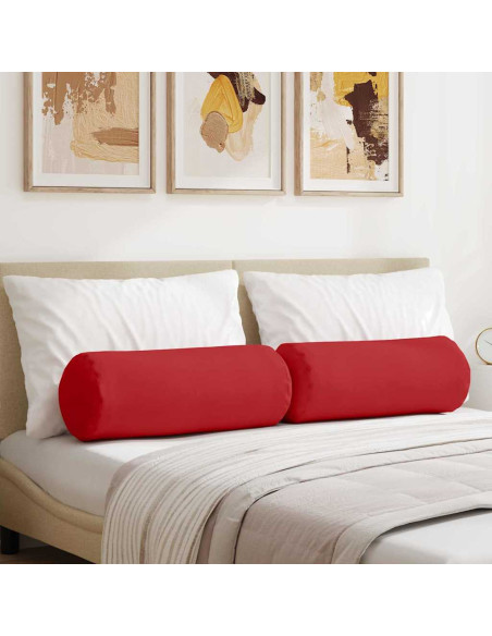 Cuscini a rullo 2 pcs Rosso Ø 25 x 70 cm Tessuto