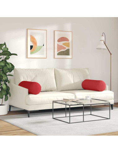 Cuscini a rullo 2 pcs Rosso Ø 25 x 70 cm Tessuto