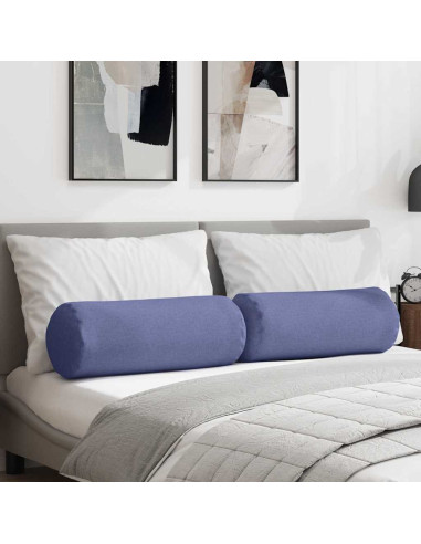 Cuscini a rullo 2 pcs Blu jeans Ø 25 x 70 cm Tessuto