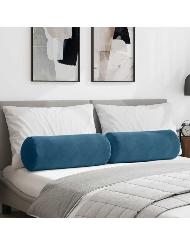 Cuscini a rullo 2 pcs Blu Ø 25 x 70 cm Tessuto in Cords