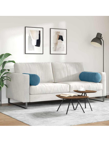 Cuscini a rullo 2 pcs Blu Ø 25 x 70 cm Tessuto in Cords