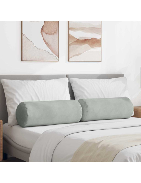 Cuscini a rullo 2 pcs Grigio chiaro Ø 25 x 70 cm