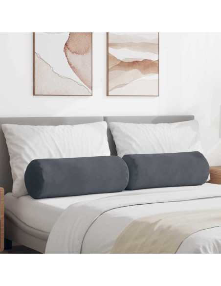 Cuscini a rullo 2 pcs Grigio scuro Ø 25 x 70 cm