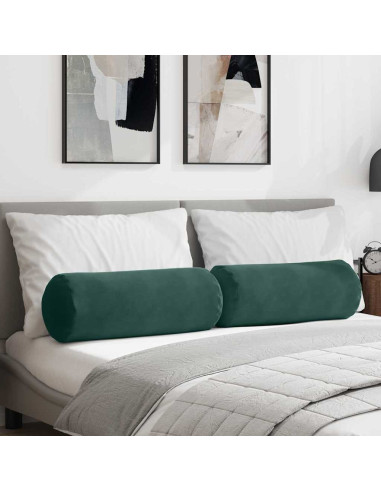 Cuscini a rullo 2 pcs Verde Scuro Ø 25 x 70 cm Tessuto in Cords