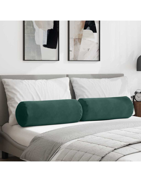 Cuscini a rullo 2 pcs Verde Scuro Ø 25 x 70 cm Tessuto in Cords