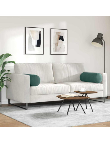 Cuscini a rullo 2 pcs Verde Scuro Ø 25 x 70 cm Tessuto in Cords