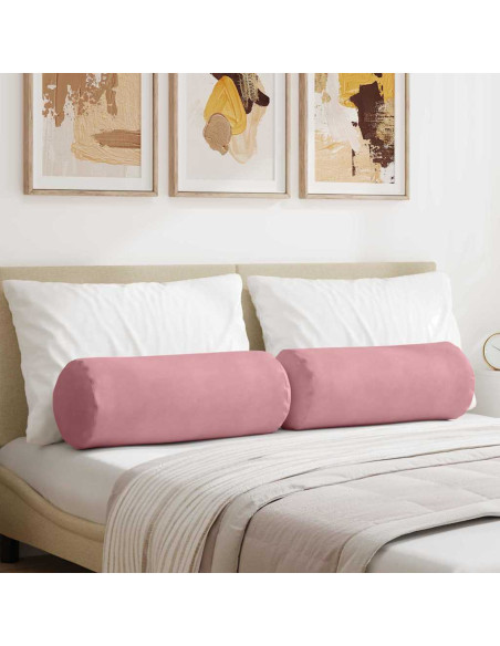 Cuscini a rullo 2 pcs Rosa Ø 25 x 70 cm Tessuto in Cords