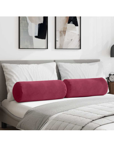 Cuscini a rullo 2 pcs Rosso Vino Ø 25 x 70 cm Tessuto in Cords
