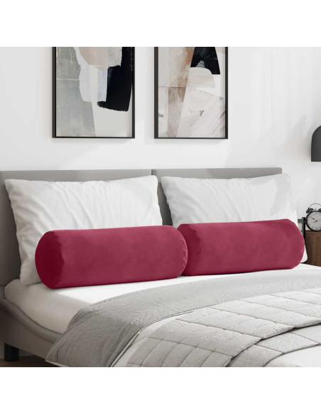 Cuscini a rullo 2 pcs Rosso Vino Ø 25 x 70 cm Tessuto in Cords
