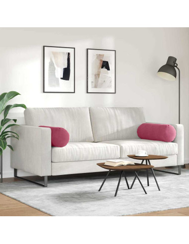 Cuscini a rullo 2 pcs Rosso Vino Ø 25 x 70 cm Tessuto in Cords