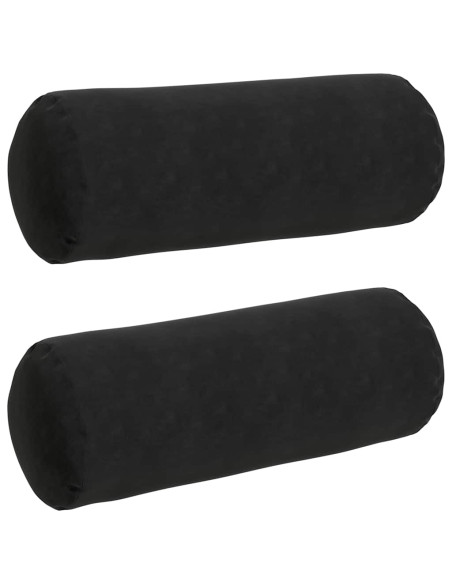 Cuscini a rullo 2 pcs Nero Ø 25 x 70 cm Tessuto in Cords