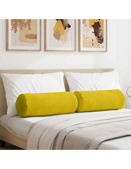 Cuscini a rullo 2 pcs Giallo Ø 25 x 70 cm Tessuto in Cords