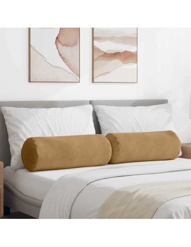 Cuscini a rullo 2 pcs Marrone Ø 25 x 70 cm Tessuto in Cords