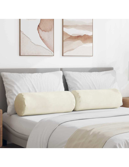 Cuscini a rullo 2 pcs Crema Ø 25 x 70 cm Tessuto in Cords