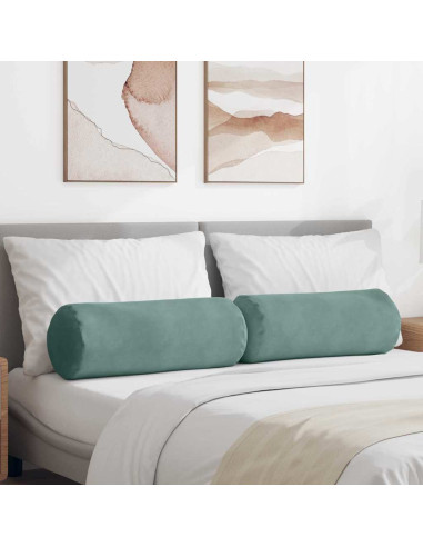Cuscini a rullo 2 pcs Verde Mare Ø 25 x 70 cm Tessuto in Cords