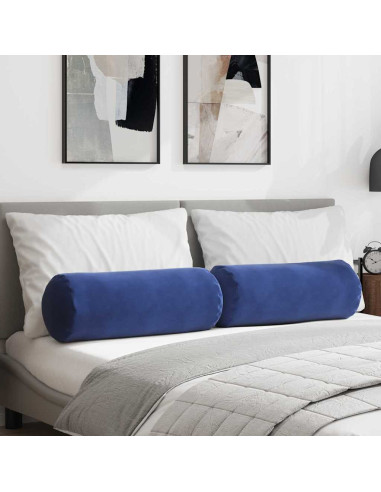 Cuscini a rullo 2 pcs Blu Polizia Ø 25 x 70 cm Tessuto in Cords