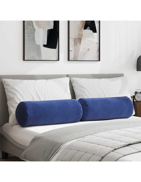 Cuscini a rullo 2 pcs Blu Polizia Ø 25 x 70 cm Tessuto in Cords
