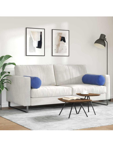 Cuscini a rullo 2 pcs Blu Polizia Ø 25 x 70 cm Tessuto in Cords