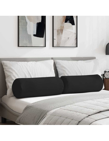 Cuscini a rullo 2 pcs Nero Ø 25 x 70 cm Tessuto in Microfibra