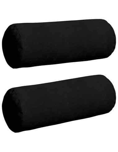 Cuscini a rullo 2 pcs Nero Ø 25 x 70 cm Tessuto in Microfibra