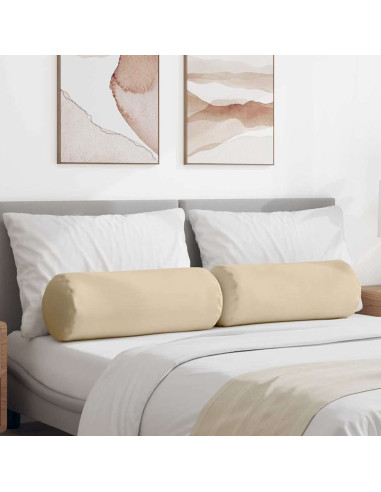 Cuscini a rullo 2 pcs Crema Ø 25 x 70 cm Tessuto in Microfibra