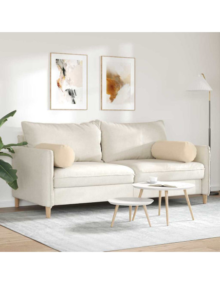 Cuscini a rullo 2 pcs Crema Ø 25 x 70 cm Tessuto in Microfibra