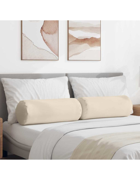 Cuscini a rullo 2 pcs Beige Ø 25 x 70 cm Tessuto in Microfibra