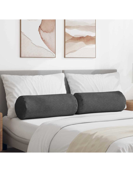 Cuscini a rullo 2 pcs Grigio scuro Ø 25 x 70 cm
