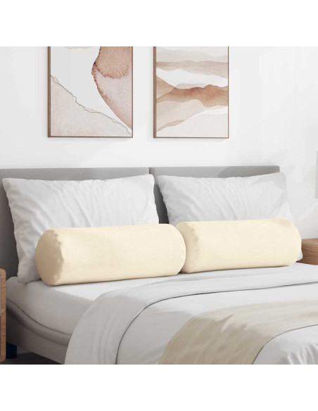 Cuscini a rullo 2 pcs Crema Ø 25 x 70 cm Tessuto in Cords