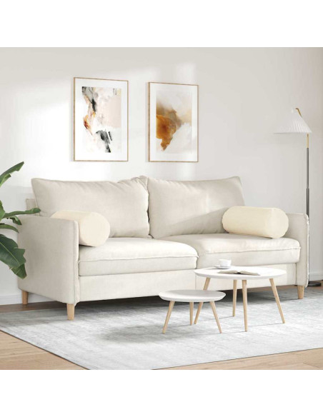 Cuscini a rullo 2 pcs Crema Ø 25 x 70 cm Tessuto in Cords