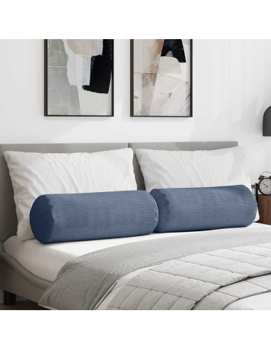 Cuscini a rullo 2 pcs Blu Ø 25 x 70 cm Tessuto in Cords